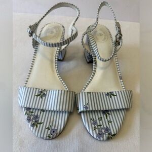 Brooks Brothers Striped Floral Block
Heel Sandals